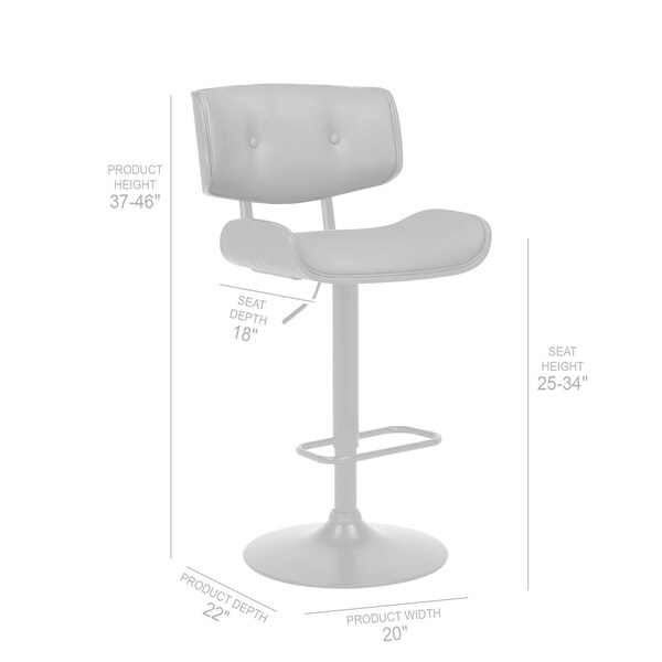 Armen Living Brooklyn Adjustable Swivel Cream Faux Leather and Black Wood Bar Stool with Black Base - LCBRBABLCR