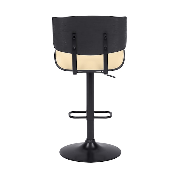 Armen Living Brooklyn Adjustable Swivel Cream Faux Leather and Black Wood Bar Stool with Black Base - LCBRBABLCR