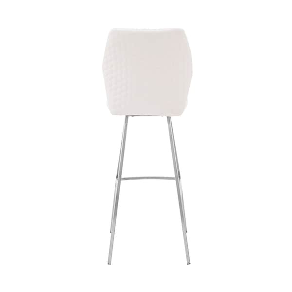 Armen Living Tandy White Faux Leather and Brushed Stainless Steel 30" Bar Stool - LCTNBABSWH30