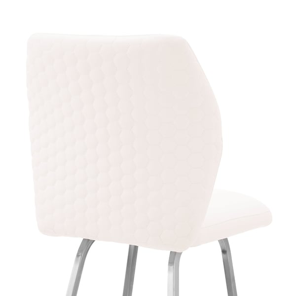 Armen Living Tandy White Faux Leather and Brushed Stainless Steel 30" Bar Stool - LCTNBABSWH30