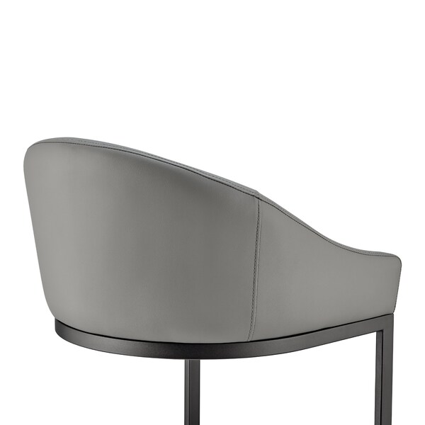 Armen Living Atherik Bar Stool in Black Metal with Gray Faux Leather - 840254335820