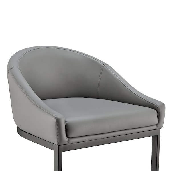 Armen Living Atherik Bar Stool in Black Metal with Gray Faux Leather - 840254335820