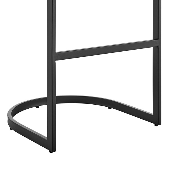 Armen Living Atherik Bar Stool in Black Metal with Gray Faux Leather - 840254335820