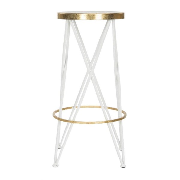 Safavieh 30 x 15.5 x 15.5 in. Hester Bar Stool White & Gold - FOX3253B