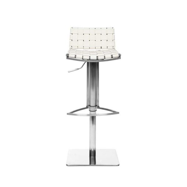 Safavieh Liam White Leather Seat Stainless Steel Adjustable Bar Stool - FOX3001A