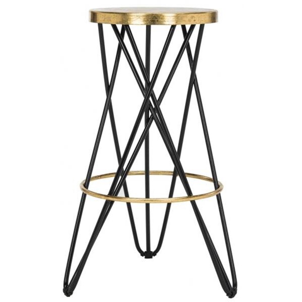 Safavieh 30 x 18 x 18 in. Lorna Gold Leaf Bar Stool Black & Gold - FOX3254D
