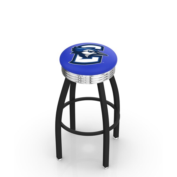 Holland Bar Stool Co 25" Blk Wrinkle Creighton Swivel Bar Stool, Chrome Ring - L8B3C25CRGHTN