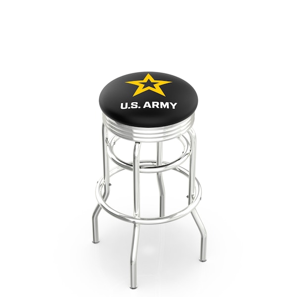 Holland Bar Stool Co 25" Chrome 2-Ring U.S. Army Swivel Bar Stool, Accent Ring - L7C3C25ARMY