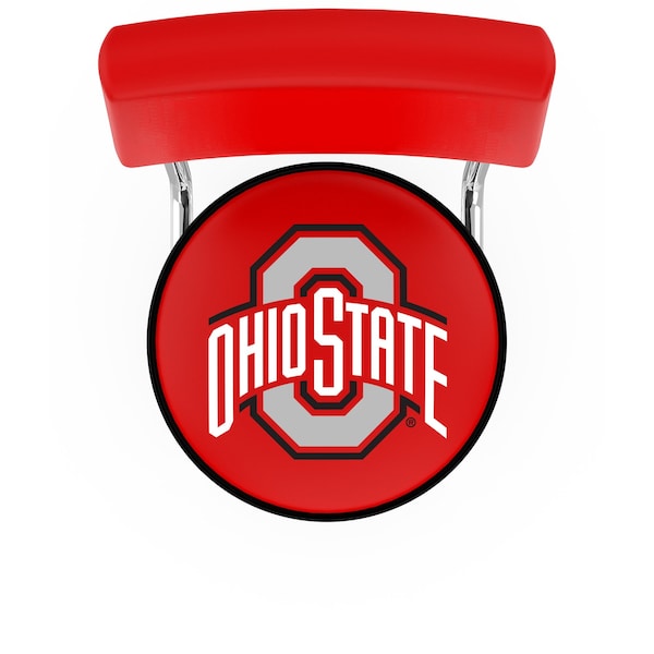 Holland Bar Stool Co 25" Chrome 2-Ring Ohio State Swivel Bar Stool, Back - L7C425OHIOST