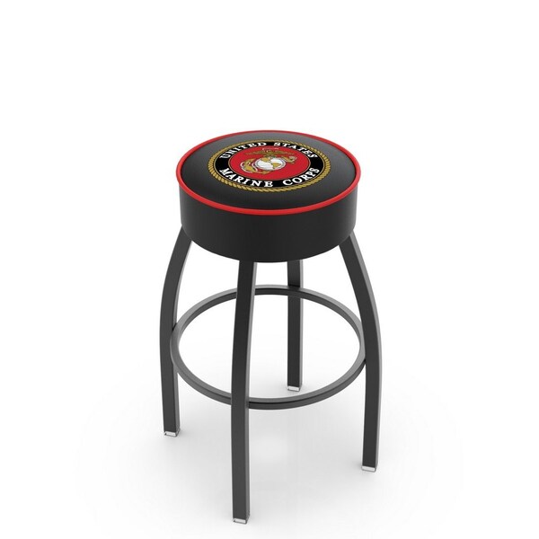 Holland Bar Stool Co 25" 4" U.S. Marines Cushion Seat, Blk Wrinkle Base Swivel Bar Stool - L8B125MARINE