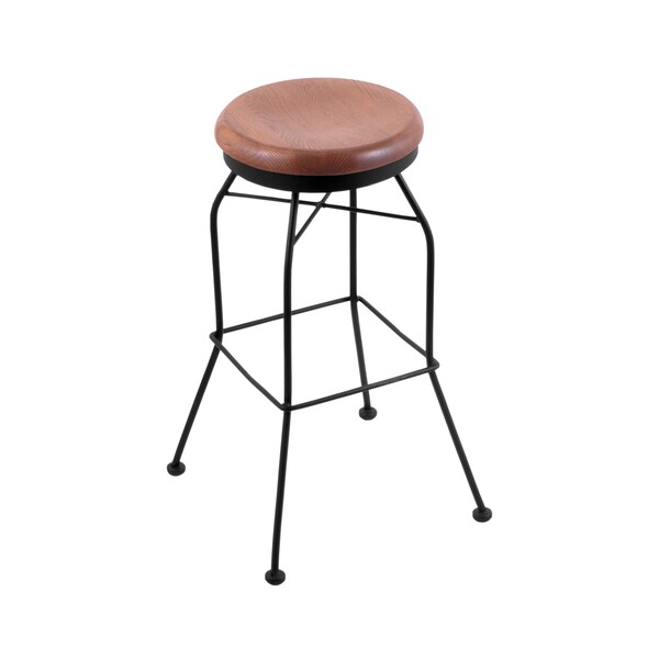 Holland Bar Stool Co 30" Swivel Bar Stool, Black Wrinkle, Med Oak Seat - 302030BWMEDOAK