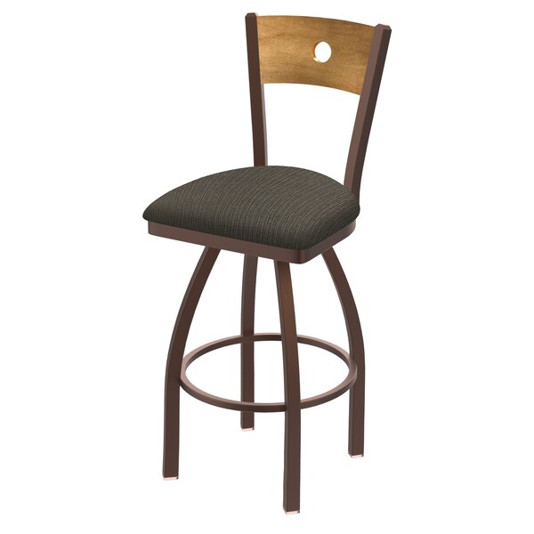 Holland Bar Stool Co 30" Swivel Counter Stool, Black Wrinkle, Med Back, Graph Chalice Seat - 83030BZMEDMPLB019