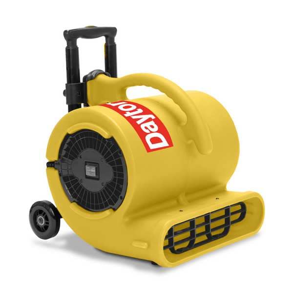 Dayton Portable Dryer, 1800 cfm, Fixed Frame, 2 Speed, 1/2 hp, 115V AC, 25 ft. Cord, Yellow - 61HL71
