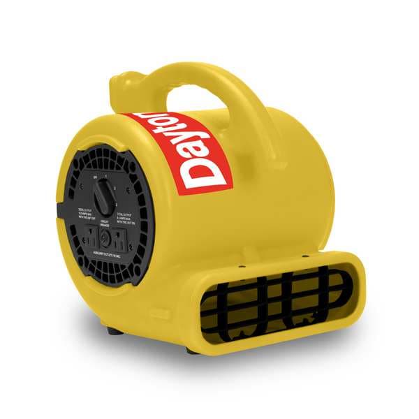 Dayton Portable Dryer, 700 cfm, Fixed Frame, 3 Speed, 1/5 hp, 115V AC, 10 ft. Cord, Yellow - 61HL69