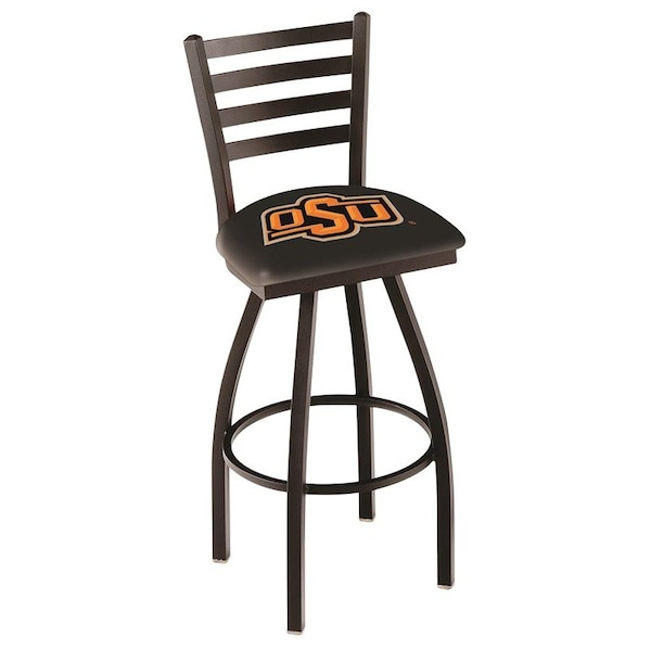 Holland Bar Stool Co 25" Blk Wrinkle Oklahoma State Swivel Bar Stool, Ladder Back - L01425OKSTUN