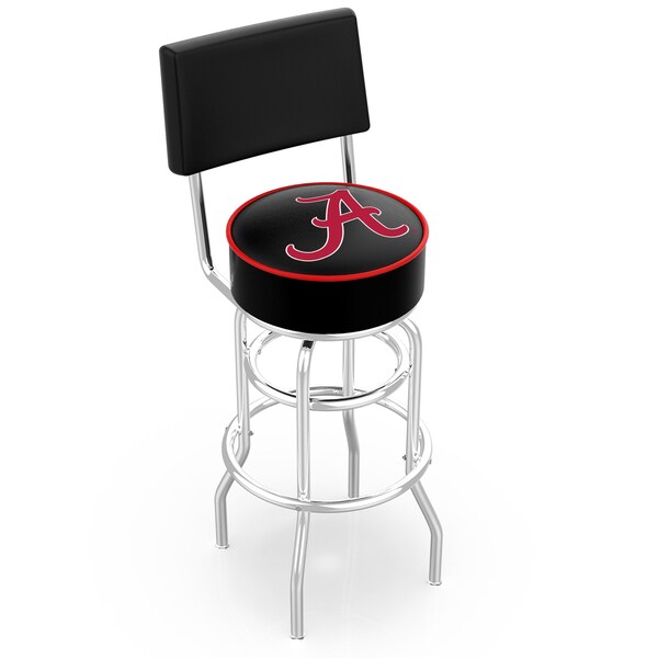 Holland Bar Stool Co 25" Chrome 2-Ring Alabama Swivel Bar Stool, Back - L7C425AL-A