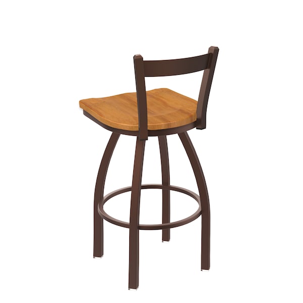 Holland Bar Stool Co 30" Low Back Swivel Bar Stool, Bronze Finish, Med Maple Seat - 82130BZMEDMPL