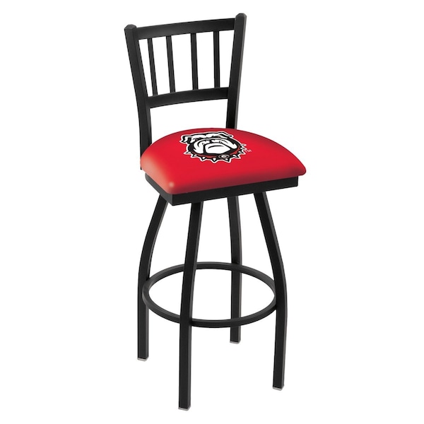 Holland Bar Stool Co 30" Blk Wrinkle Georgia "Bulldog" Swivel Bar Stool, Jailhouse Back - L01830GA-DOG