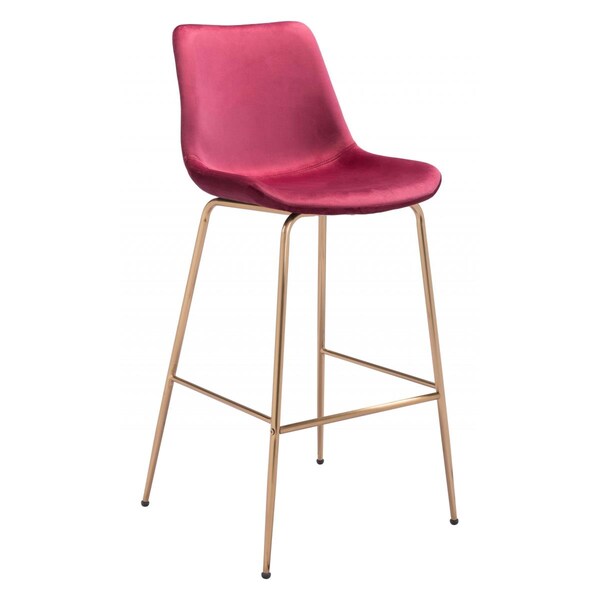 Homeroots Tony Bar Chair, Red & Gold - 396388