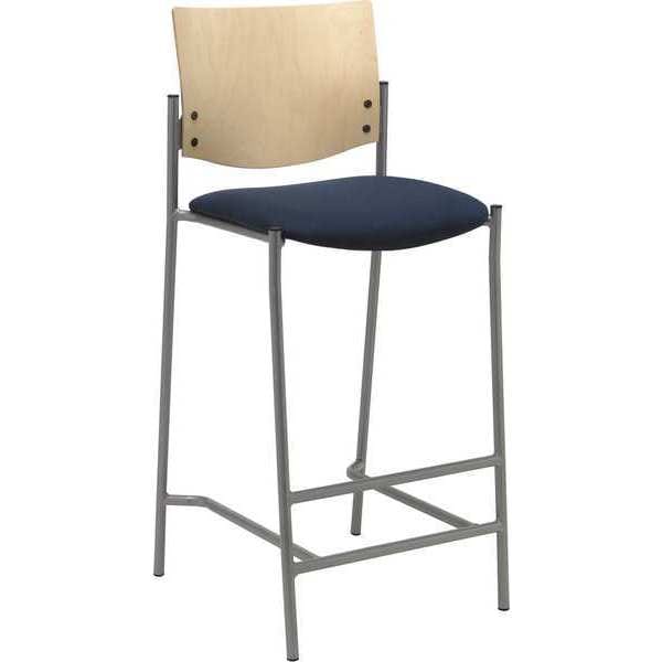 Kfi Barstool, w/Silver Frame, Wood Back, Seat Material: Fabric - BR1310SL-SP22-2310