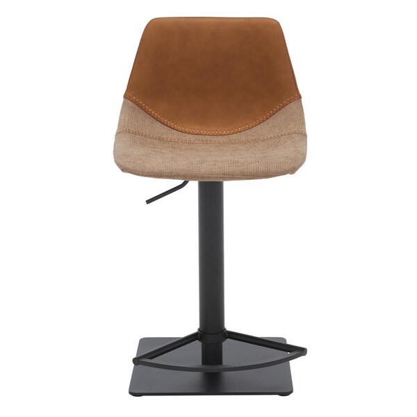 Safavieh 18.5 x 17.75 x 32.25-42.25 in. Rylen Gas Lift Bar Stool Cognac & Black - BST3012A