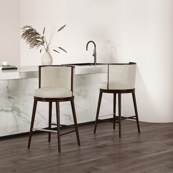 Manhattan Comfort Evalyn Barstool in Cream - Set of 2 - 2-BS024-CR