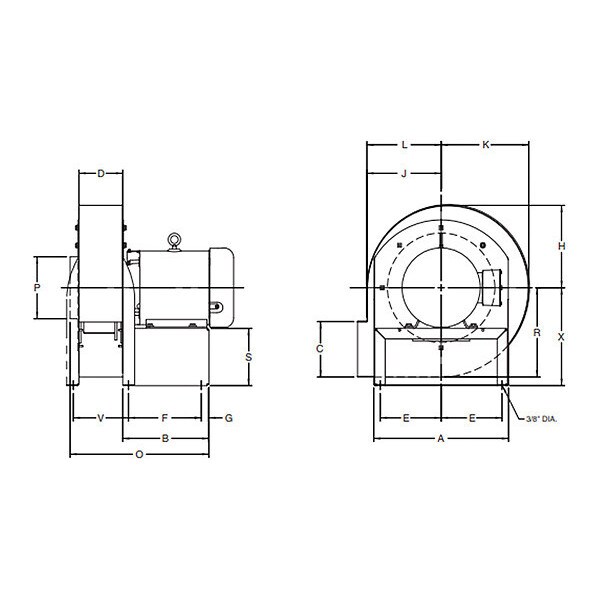 Dayton High Pressure Blower, 7-3/4 in Wheel Dia. - 48LX10