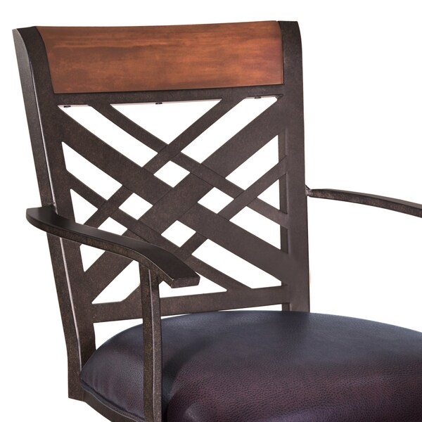 Armen Living Tahiti 30" Arm Barstool in Auburn Bay finish with Brown Pu upholstery - LCTA30ARBABR