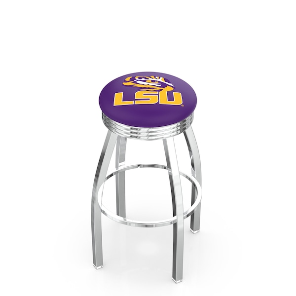 Holland Bar Stool Co 25" Chrome Louisiana State Swivel Bar Stool, Accent Ring - L8C3C25LASTUN