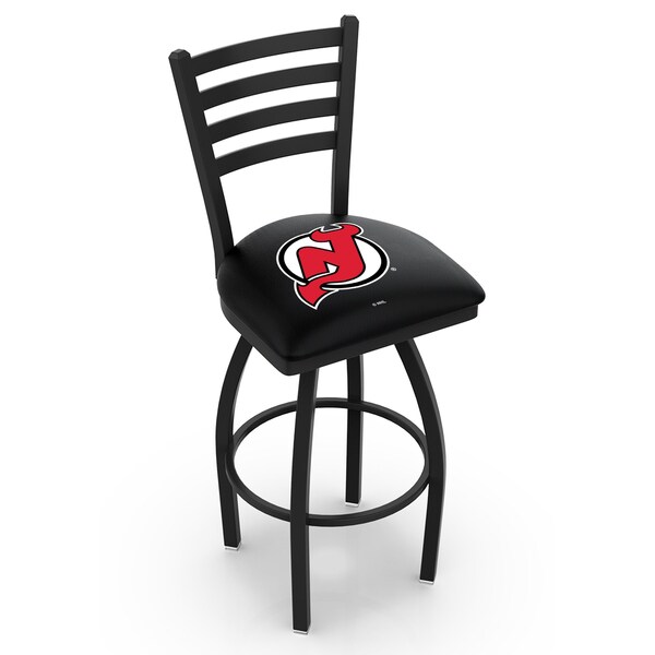 Holland Bar Stool Co 30" Blk Wrinkle New Jersey Devils Swivel Bar Stool, Ladder Back - L01430NJDEVL