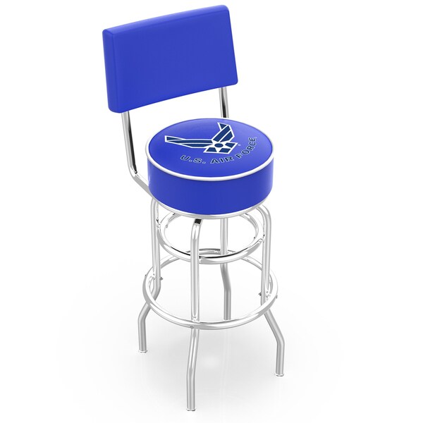Holland Bar Stool Co 30" Chrome 2-Ring U.S. Air Force Swivel Bar Stool, Back - L7C430AIRFOR
