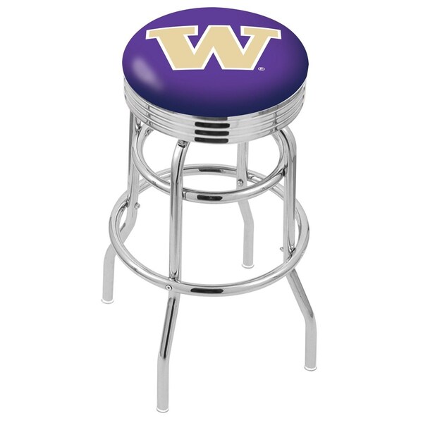 Holland Bar Stool Co 30" Chrome 2-Ring Washington Swivel Bar Stool, Accent Ring - L7C3C30WASHUN