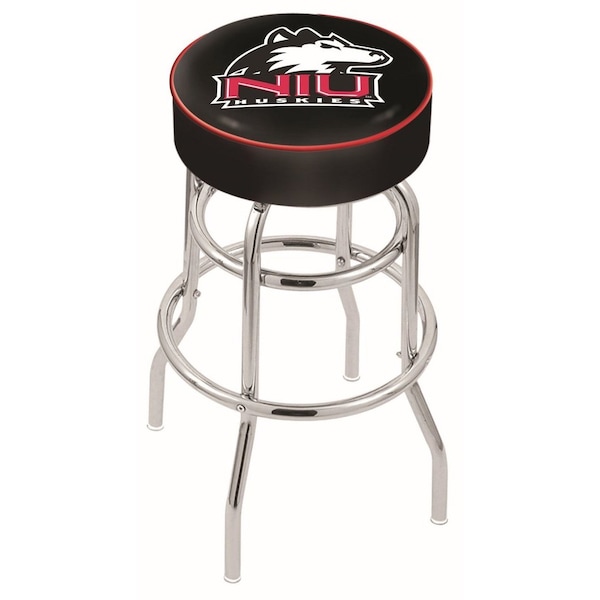 Holland Bar Stool Co 30" Northern Illinois Cushion Seat, 2-Ring Chrome Swivel Bar Stool - L7C130NORILL
