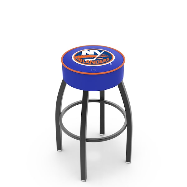 Holland Bar Stool Co 25" New York Islanders Cushion Seat, Blk Wrinkle Base Swivel Bar Stool - L8B125NYISLN