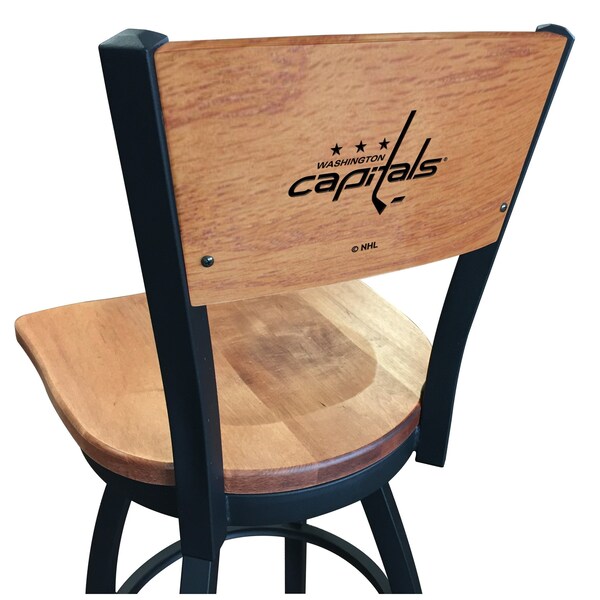 Holland Bar Stool Co 30" Blk Wrinkle Washington Capitals Swivel Bar Stool, Engraved Back - L03830BWMEDMPLAWSHCAPMEDMPL