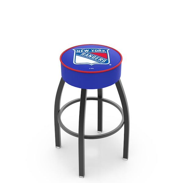 Holland Bar Stool Co 25" New York Rangers Cushion Seat, Blk Wrinkle Base Swivel Bar Stool - L8B125NYRANG