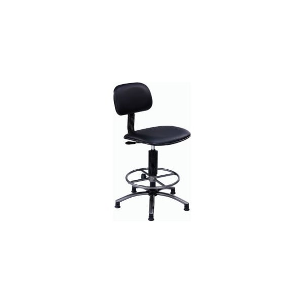 Global Equipment Interion    Office Stool - Vinyl - 25"- 29" - Black - 5009-94