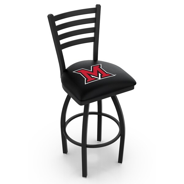 Holland Bar Stool Co 30" Blk Wrinkle Miami (OH) Swivel Bar Stool, Ladder Back - L01430MIA-OH