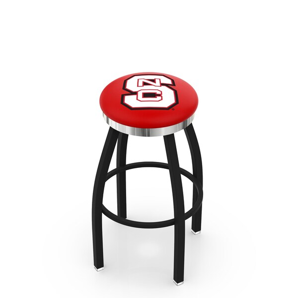 Holland Bar Stool Co 25" Blk Wrinkle North Carolina State Swivel Bar Stool, Chrome Ring - L8B2C25NCARST