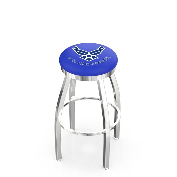 Holland Bar Stool Co 25" Chrome U.S. Air Force Swivel Bar Stool, Accent Ring - L8C2C25AIRFOR