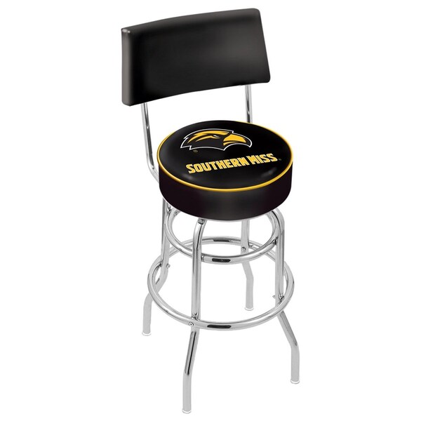 Holland Bar Stool Co 30" Chrome 2-Ring Southern Miss Swivel Bar Stool, Back - L7C430SOUMIS