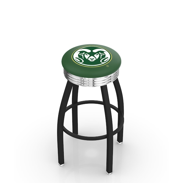 Holland Bar Stool Co 30" Blk Wrinkle Colorado State Swivel Bar Stool, Chrome Ring - L8B3C30COLOST