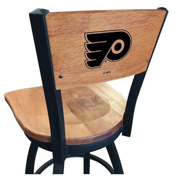 Holland Bar Stool Co 30" Blk Wrinkle Philadelphia Flyers Swivel Bar Stool, Engraved Back - L03830BWMEDMPLAPHIFLYMEDMPL