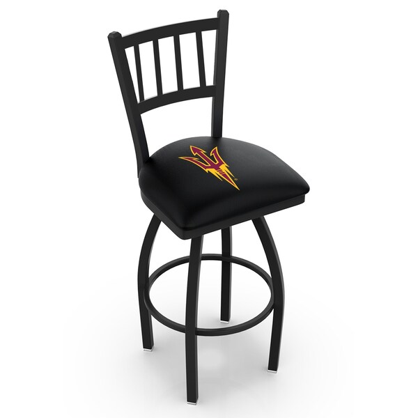 Holland Bar Stool Co 25" Blk Wrnkl Arizona State Swivel Bar Stool, Jailhouse Back, Pitchfork - L01825ARIZST-F