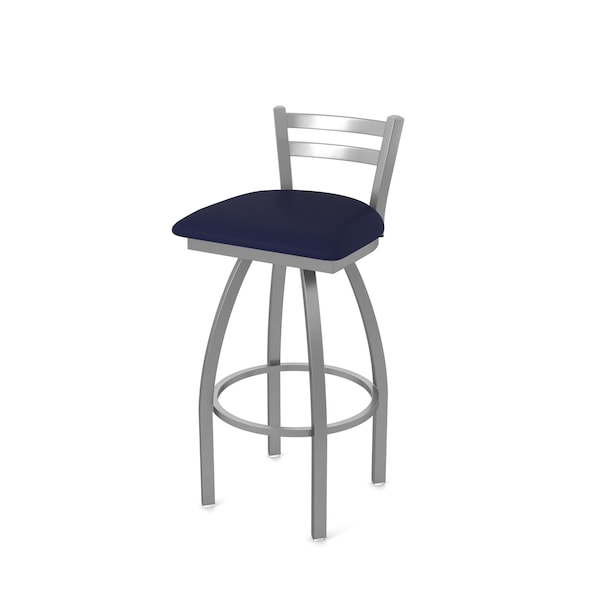 Holland Bar Stool Co OD411 Jackie Low Back Stainless Steel 30 Swivel Outdoor Bar Stool with Breeze Sapphire Seat - OD41130SSOD001