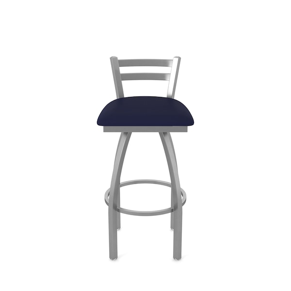 Holland Bar Stool Co OD411 Jackie Low Back Stainless Steel 30 Swivel Outdoor Bar Stool with Breeze Sapphire Seat - OD41130SSOD001