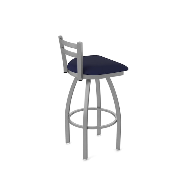 Holland Bar Stool Co OD411 Jackie Low Back Stainless Steel 30 Swivel Outdoor Bar Stool with Breeze Sapphire Seat - OD41130SSOD001
