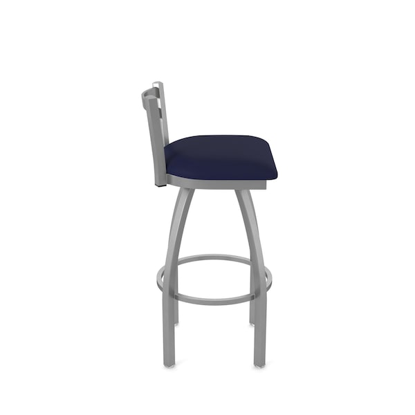 Holland Bar Stool Co OD411 Jackie Low Back Stainless Steel 30 Swivel Outdoor Bar Stool with Breeze Sapphire Seat - OD41130SSOD001