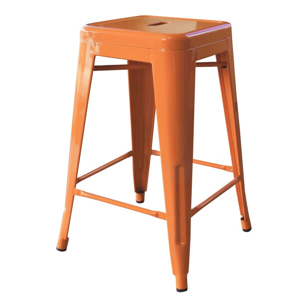 Amerihome Loft Orange 24" Metal Bar Stool, PK3 - BS24ORNG3