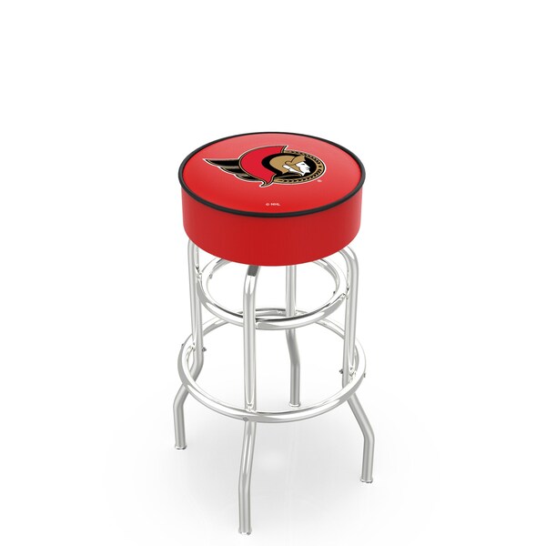 Holland Bar Stool Co 30" Ottawa Senators Cushion Seat, 2-Ring Chrome Swivel Bar Stool - L7C130OTTSEN